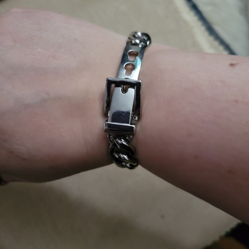 Chunky belt buckle cuban chain bracelet